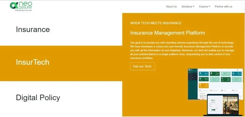 Home page of the Neo Assure website
