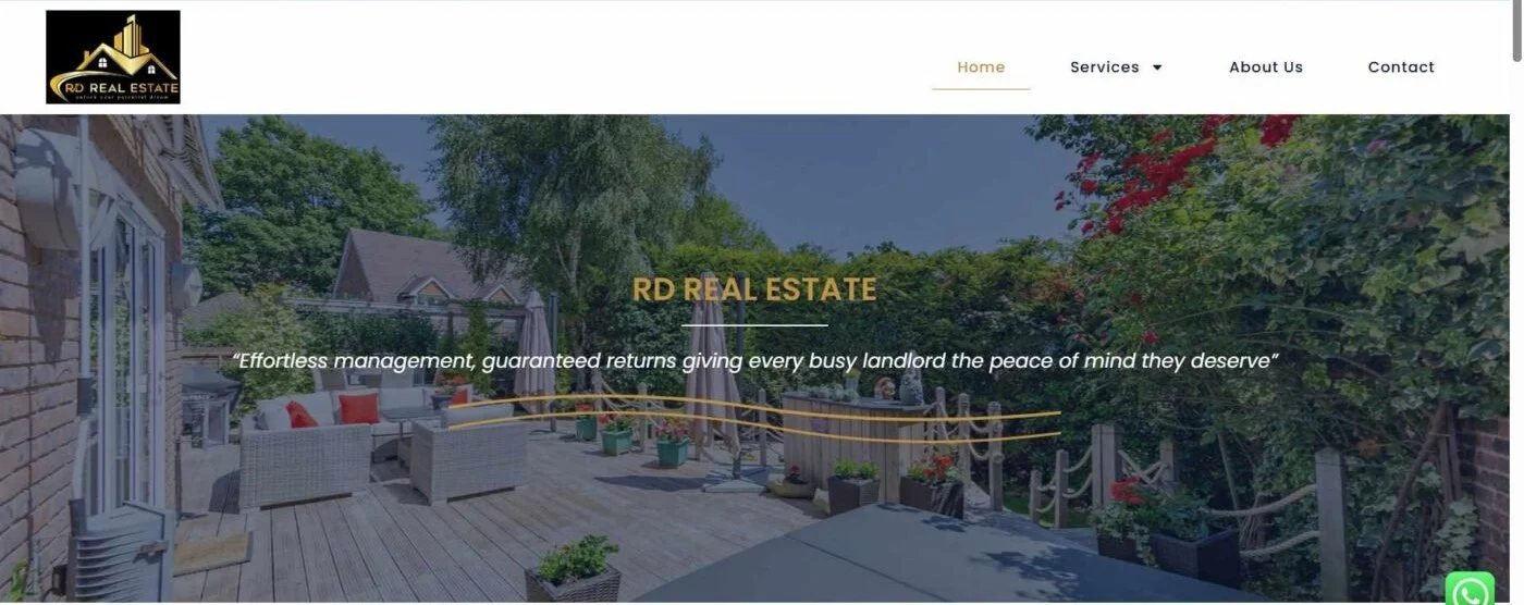 Home page of the RD Real Estate website